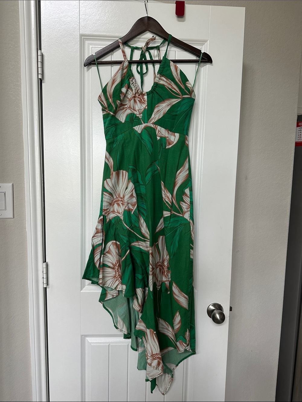 Green Floral Halter Midi Dress